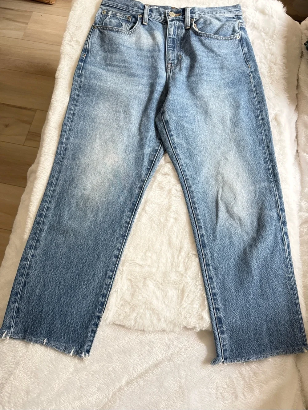 Crew Slouchy Boyfriend Jeans 27 Raw Hem Cropped High Rise Vintage Wash Denim